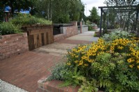 'What Lies Beneath' at BBC Gardener's World Live 2021 - walkway using many different hard landscaping materials showing how hard landscaping works