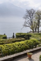 View from the Villa Carlotta on the shore of Lake Como in Italy in spring