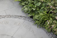 Circular paving in the CRUK Legacy Garden at RHS Malvern Spring Festival 2022