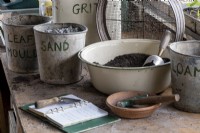 Mixing up a homemade compost, the ingredients