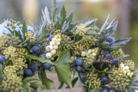 Ivy, Symphoricarpos and Eryngium wreath