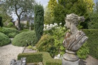 Statuary in The Italian Garden at The Burrows Gardens, Derbyshire, in August