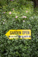 Opening gardens for charity - NGS Gardens Open sign