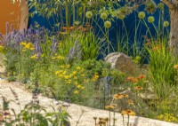 Colourful perennial garden, summer June