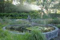 View of the circular pond in the Dragon Garden