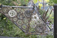 Bicycle sprockets as decorations in 'On Your Bike!' at BBC Gardener's World Live 2021 - August