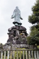 The Meiji Monument statue of Prince Yamoto Tekeru, viewed from behind. 