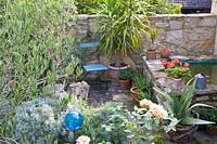 Seating area in Mediterranean garden 