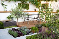 Terrace with vegetables and herbs 