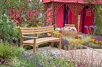 Seating area in small garden 