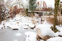 Garden pond in winter 