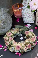 Decorative wreath made of rose petals 