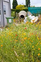 Construction site with flower meadow 