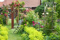 Country house garden with rose Rosarium Uetersen 