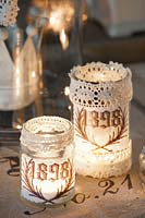 Decorated glasses for tealight, Lovely Vintage 