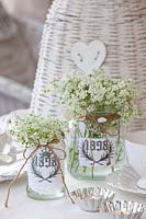 Decorated glasses with cow parsley, Anthriscus sylvestris 