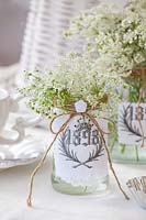 Decorated glasses with cow parsley, Anthriscus sylvestris 