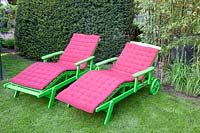 Funky wooden sun loungers 