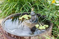 Mini pond with frog as gargoyle 