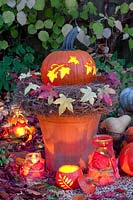 Pumpkin lantern with floral pattern 