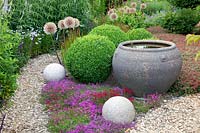 Carnations and thyme as ground cover, Dianthus, Thymus 