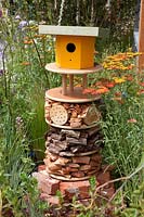 Insect hotel with birdhouse 