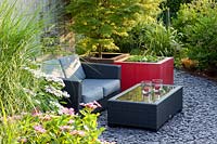 Seating area with slate quarry surface 