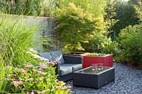 Seating area with slate quarry surface 