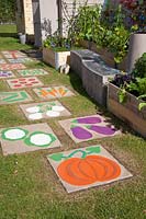 Stepping stones made by children 