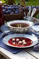 Plum soup with semolina dumplings, Prunus domestica Cacaks Schoene 