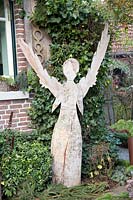 Winter decoration with wooden angel 