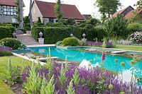 Swimming pond with adjacent planting 