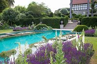 Swimming pond with adjacent planting 