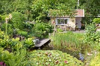 Pond and garden house 
