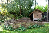 Woven fence in the garden 