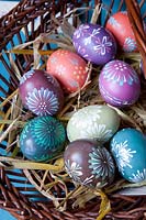 Easter eggs in wax technique 