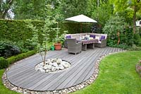 Seating area with wooden deck 