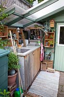 Outdoor kitchen with shelves 