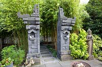 Balinese temple gate made of lava stone 
