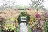 Garden in November with Moorgrass, Molinia arundinacea Transparent 