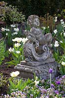 Putto in the spring garden, Tulipa Exotic Emperor 