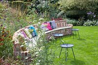 Brick bench in the garden 