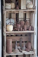 Shelves made from old wine crates 