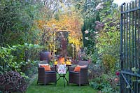 Illuminated garden in autumn 