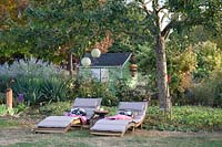 Sun loungers in the garden 