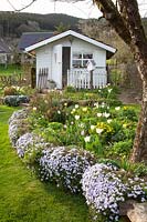 Spring bed at the garden house, Phlox subulata 