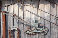 Old garden tools on the wall 