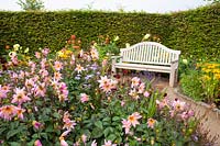 Seating at the dahlia bed 