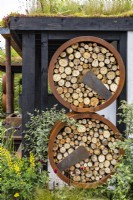 Urban garden with a sedum roof and insect houses. Designer: Nicola Haines, Citroen Power of One at Bord Bia Bloom Dublin 2023
