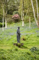 Statue of Dr Jimmy Smart, creator of Marwood Hill Gardens in Devon, in April